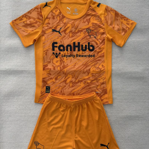 Kids 2025/2026 Derby County Orange GK Kit 1:1 Thai Quality
