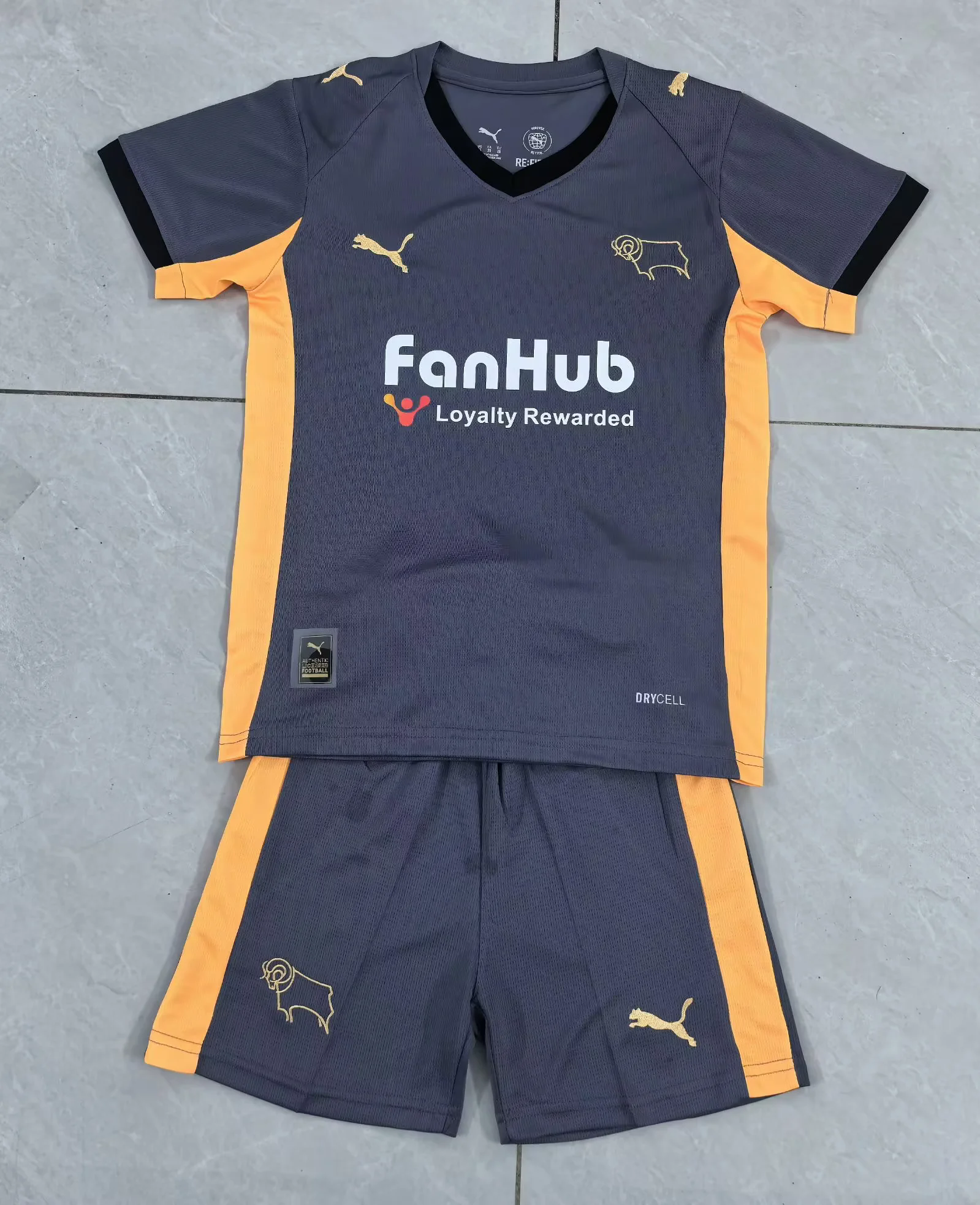 Kids 2025/2026 Derby County Away Kit 1:1 Thai Quality