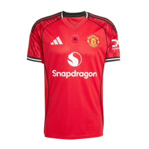 【S~4XL】Man Utd 25/26 Home Poppy Football Jersey 1:1 Thai Quality