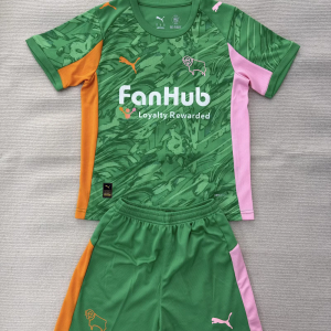 Kids 2025/2026 Derby County Green GK Kit 1:1 Thai Quality