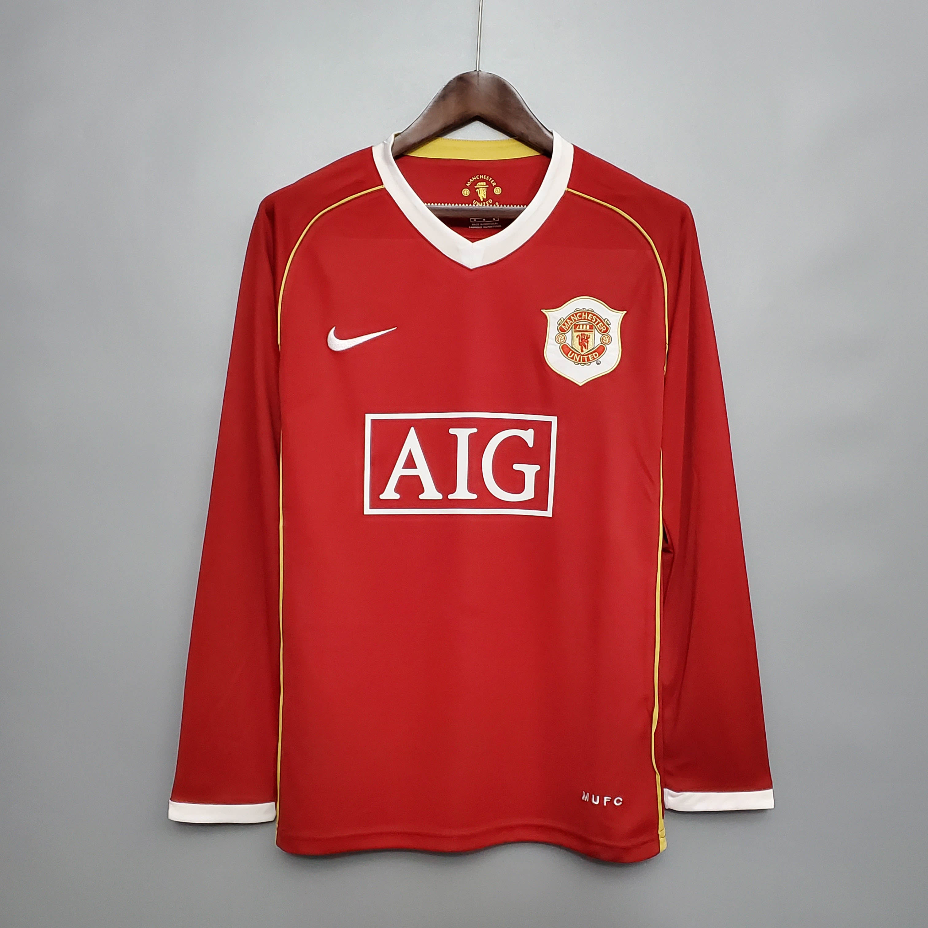 2006-2007 Retro Long Sleeve Man Utd Home Football Shirt 1:1 Thai Quality